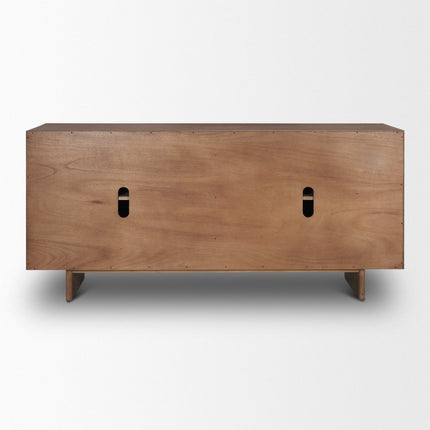 71" Brown Sideboard Soft Close with Four Doors HomeRoots