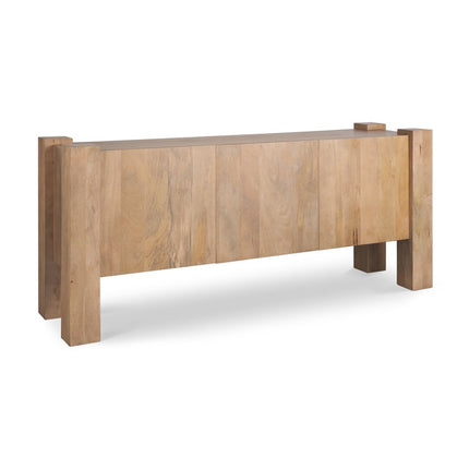 75" Light Brown Solid Wood Sideboard Soft Close with Three Doors HomeRoots