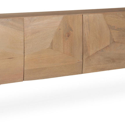 80" Black Solid Wood Sideboard Soft Close with Four Doors HomeRoots