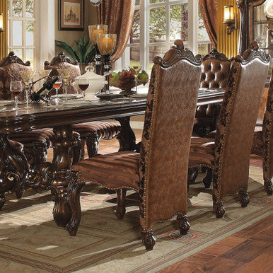 ACME 61102 Versailles Side Chair (Set-2), 2-Tone Brown PU & Fabric ACME Furniture