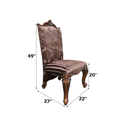 ACME 61102 Versailles Side Chair (Set-2), 2-Tone Brown PU & Fabric  7