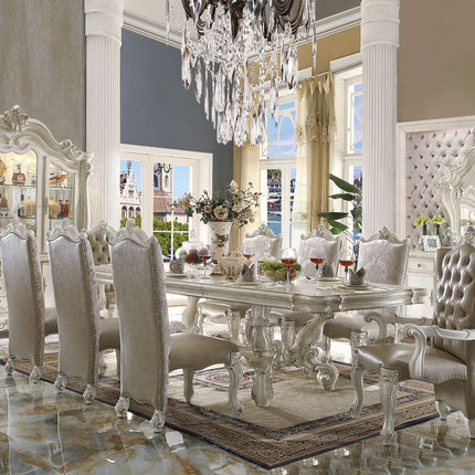 ACME 61130 Versailles Dining Table, Bone White (1Set/2Ctn)