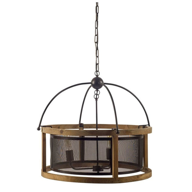 Black Caged Three Light Metal Dimmable Chandelier HomeRoots