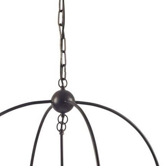 Black Caged Three Light Metal Dimmable Chandelier HomeRoots