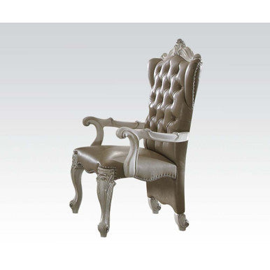 ACME 61133 Versailles Arm Chair (Set-2), Vintage Gray PU & Bone White ACME Furniture