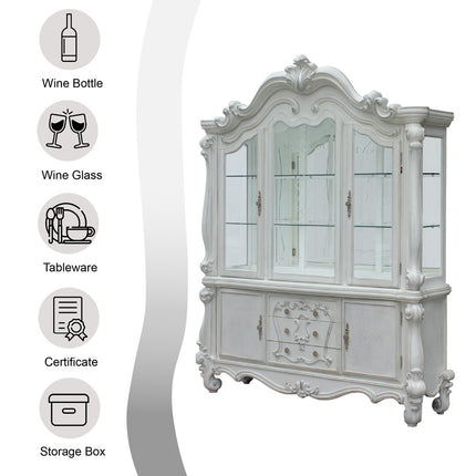 ACME 61134 Versailles Hutch & Buffet, Bone White (1Set/2Ctn)  3