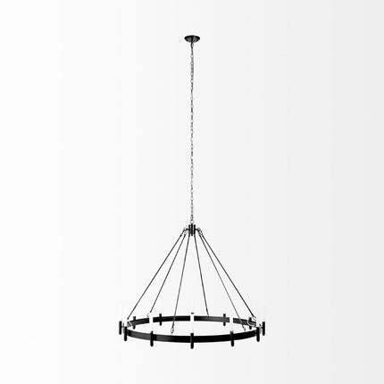 Black Candle Style Twelve Light Glass Dimmable Chandelier HomeRoots