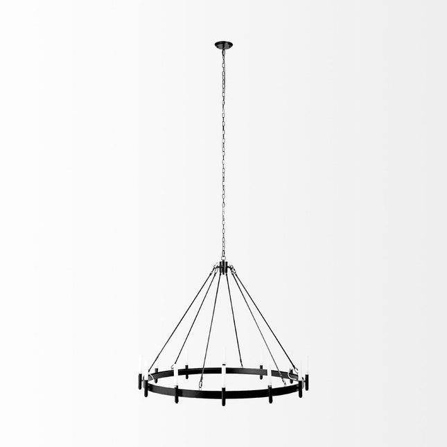 Black Candle Style Twelve Light Glass Dimmable Chandelier HomeRoots