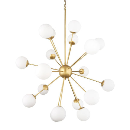 Gold Sputnik Multi Light Frosted Metal and Glass Dimmable Chandelier With White Shades HomeRoots
