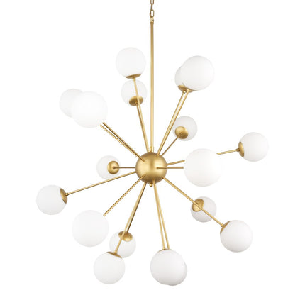 Gold Sputnik Multi Light Frosted Metal and Glass Dimmable Chandelier With White Shades HomeRoots