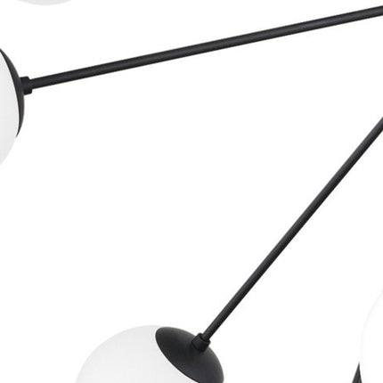 Black Eleven Light Frosted Metal and Glass Dimmable Chandelier With White Shades HomeRoots