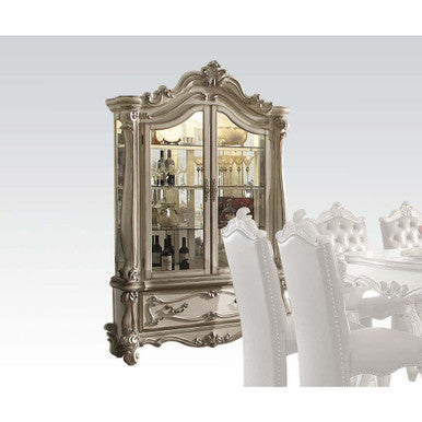 ACME 61153 Versailles Curio Cabinet, Bone White (1Set/2Ctn) ACME Furniture