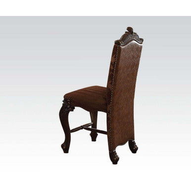 ACME 61157 Versailles Counter Height Chair (Set-2), 2-Tone Brown PU & Fabric ACME Furniture
