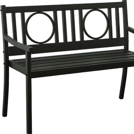 45" Black Metal Geometric Back Garden Patio Bench HomeRoots