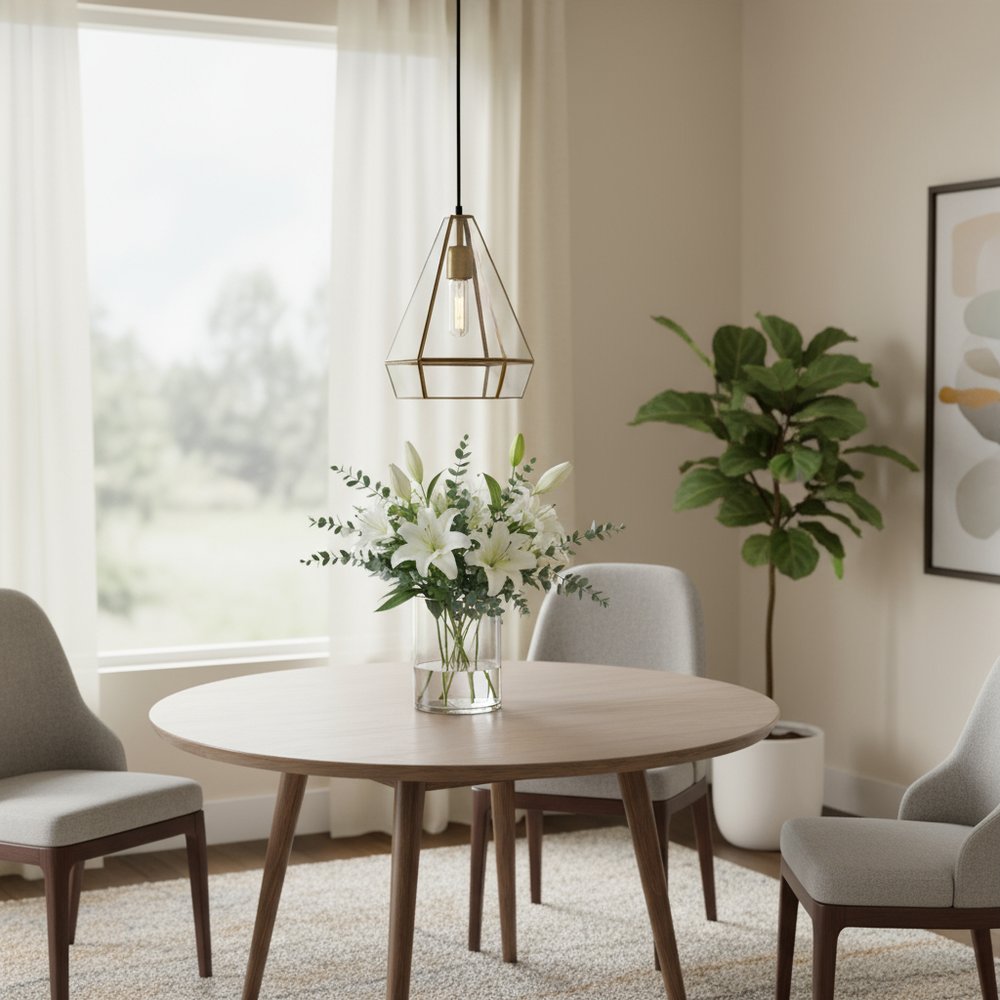 Clear Single Metal Dimmable Ceiling Light With Clear Shades