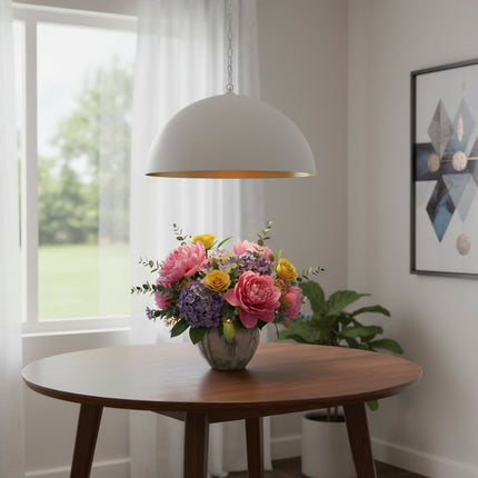 White Single Metal Dimmable Ceiling Light With White Shades HomeRoots