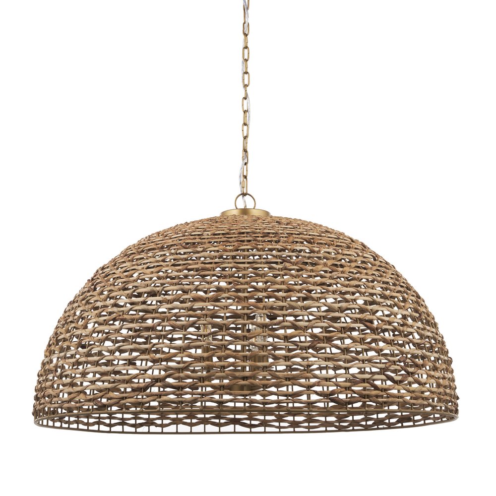 Brown Single Rattan Dimmable Ceiling Light With Brown Shades