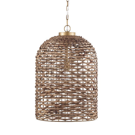 Brown Watergrass Rattan Dimmable Single Pendant Light HomeRoots