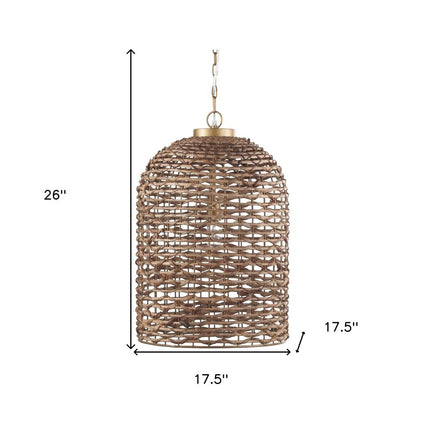 Brown Watergrass Rattan Dimmable Single Pendant Light HomeRoots