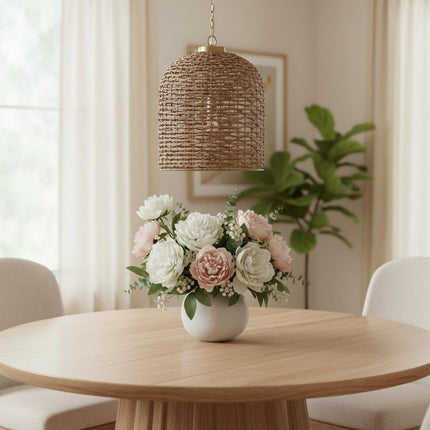 Brown Watergrass Rattan Dimmable Single Pendant Light HomeRoots