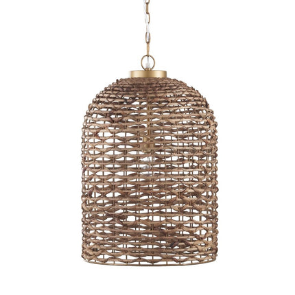 Brown Watergrass Rattan Dimmable Single Pendant Light HomeRoots