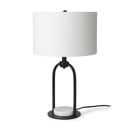 22" Black Round Bedside Lamp With Drum Shade HomeRoots