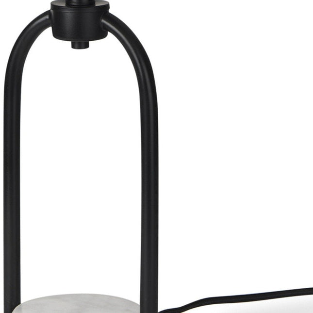 22" Black Round Bedside Lamp With Drum Shade HomeRoots