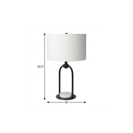 22" Black Round Bedside Lamp With Drum Shade HomeRoots