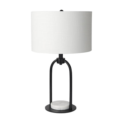 22" Black Round Bedside Lamp With Drum Shade HomeRoots