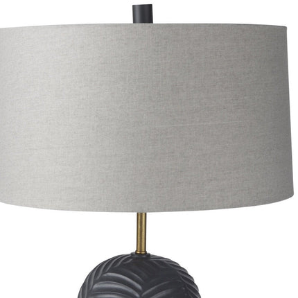 29" Navy Blue Round Bedside Lamp With Drum Shade HomeRoots