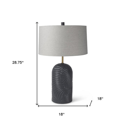 29" Navy Blue Round Bedside Lamp With Drum Shade HomeRoots