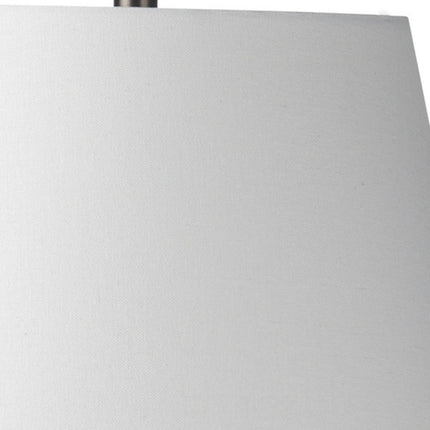 27" Gray Round Bedside Lamp With Empire Shade