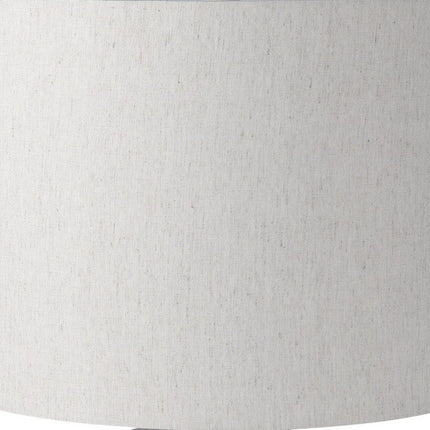 28" White Round Bedside Lamp With Drum Shade