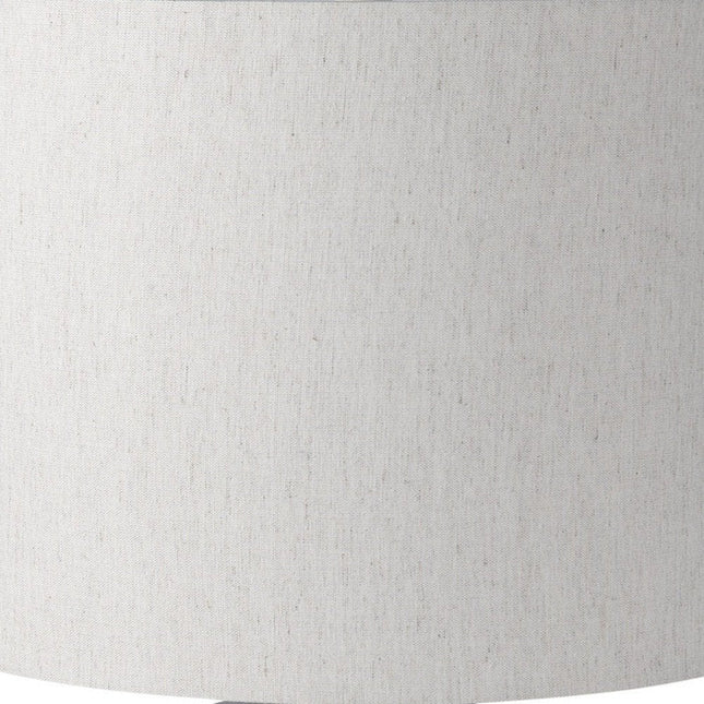 28" White Round Bedside Lamp With Drum Shade HomeRoots