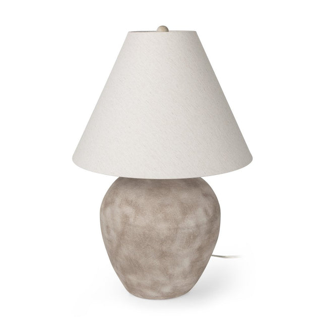 28" Beige Round Bedside Lamp With Drum Shade HomeRoots