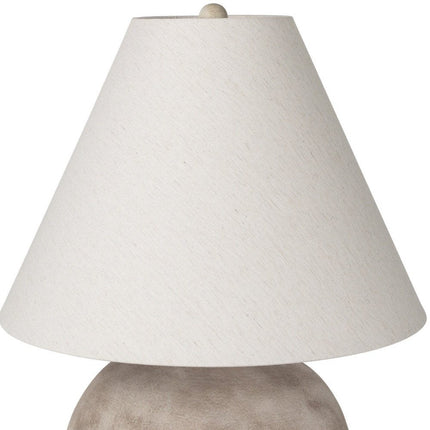 28" Beige Round Bedside Lamp With Drum Shade HomeRoots