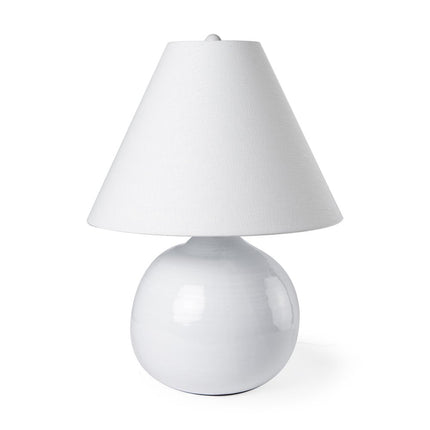 11" White Round Bedside Lamp With Empire Shade HomeRoots