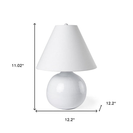 11" White Round Bedside Lamp With Empire Shade HomeRoots