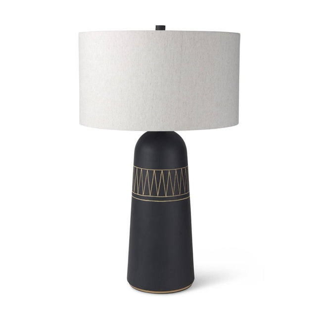 30" Black Round Bedside Lamp With Drum Shade HomeRoots