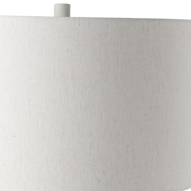 30" Cream Round Bedside Lamp With Drum Shade HomeRoots