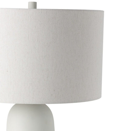 30" Cream Round Bedside Lamp With Drum Shade HomeRoots
