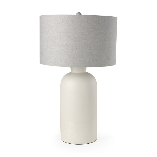 33" Cream Round Bedside Lamp With Drum Shade HomeRoots