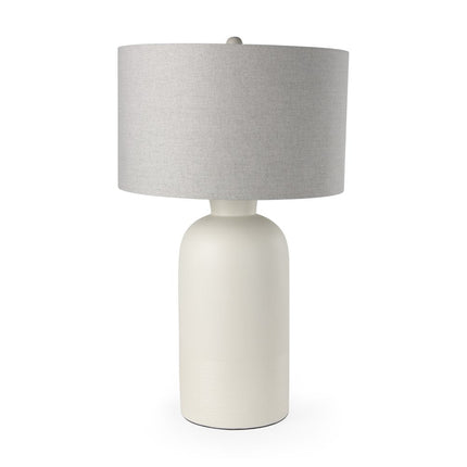 33" Cream Round Bedside Lamp With Drum Shade HomeRoots