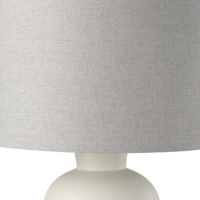 33" Cream Round Bedside Lamp With Drum Shade HomeRoots