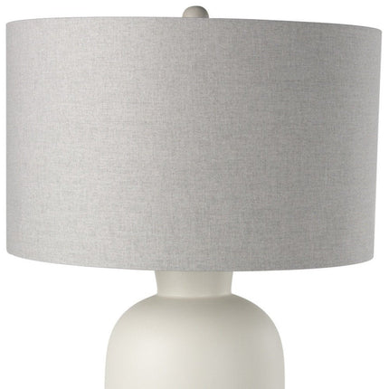33" Cream Round Bedside Lamp With Drum Shade HomeRoots