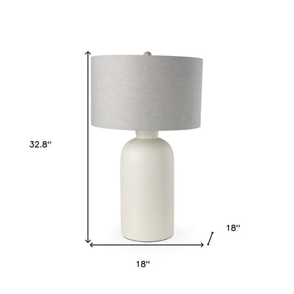 33" Cream Round Bedside Lamp With Drum Shade HomeRoots