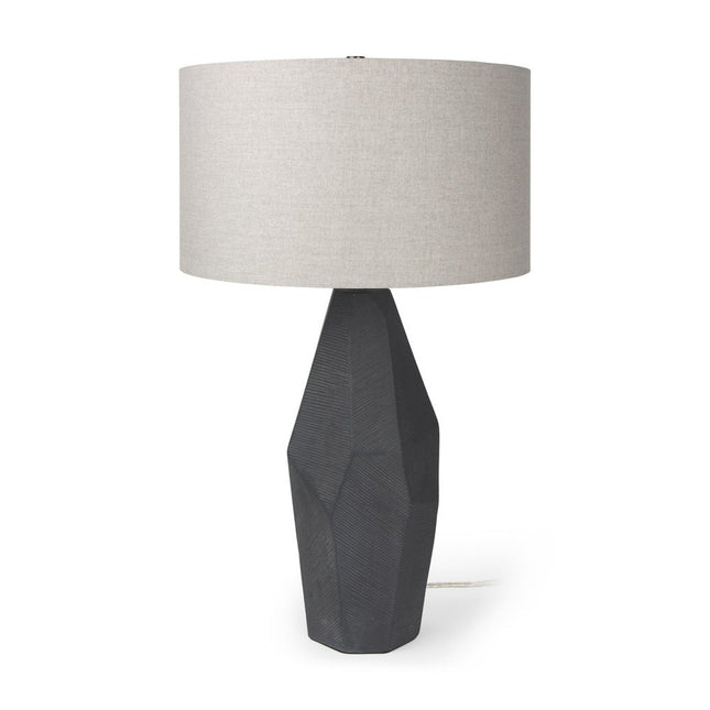 30" Black Round Bedside Lamp With Drum Shade HomeRoots