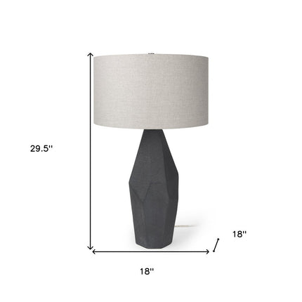 30" Black Round Bedside Lamp With Drum Shade HomeRoots