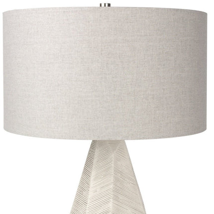 30" Cream Round Bedside Lamp With Drum Shade HomeRoots