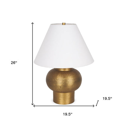 26" Gold Round Bedside Lamp With Bell Shade HomeRoots